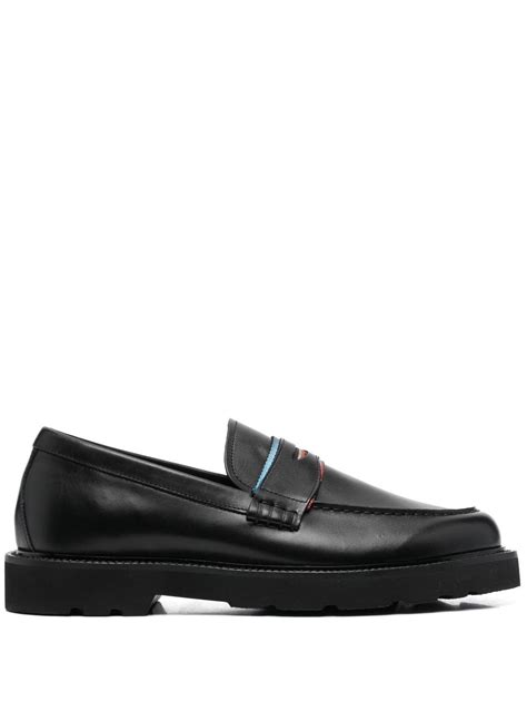 Paul Smith Signature Stripe Leather Loafers In Schwarz Modesens