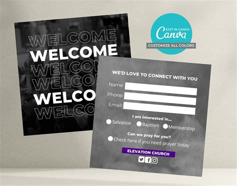 Church Connection Card Church Welcome Card - Etsy