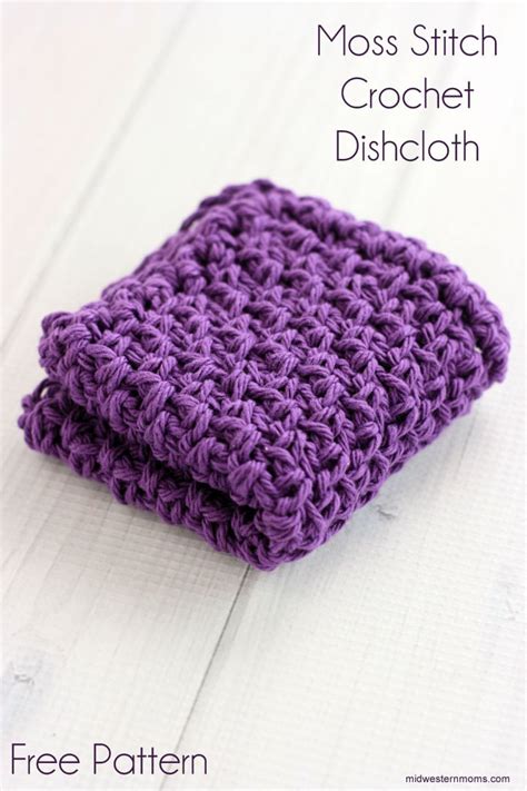 Moss Stitch Crochet Dishcloth Pattern Midwestern Moms