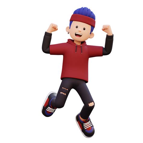 3d Male Character Happy Jumping 24785733 Png