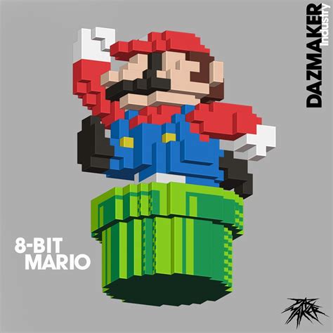 Mario 8 Bit Sculpture Papercraft Digital Template Dazmakers Ko Fi