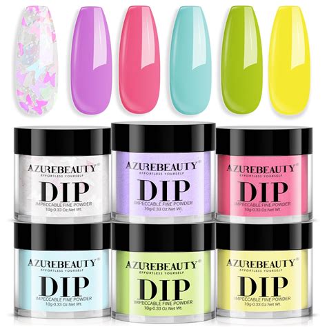 Amazon AZUREBEAUTY Dip Powder Nail Set Spring Summer 6 Colors