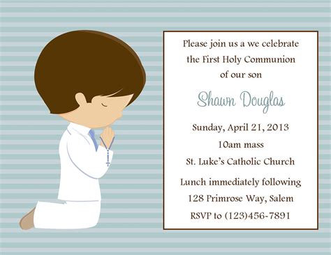 First Communion Invitation Boy Digital File Boys First