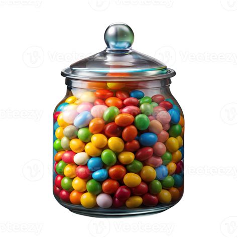 colorful candy jar  clear lid  transparent background
