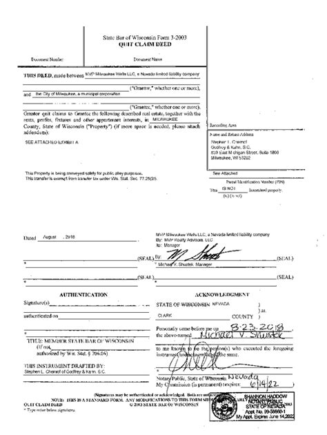 Fillable Online State Bar Of Wisconsin Form 3 2003 Quit Claim Deed Grantor Fax Email Print