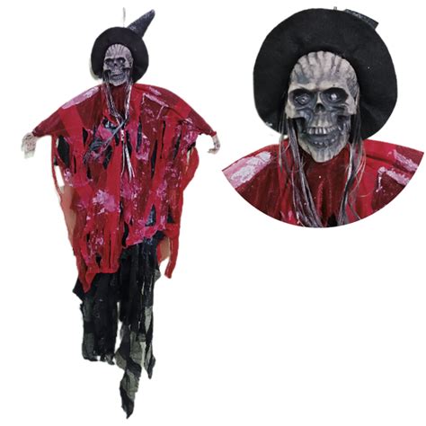 Boneco Bruxa Esqueleto Halloween Som E Luz 60cm Extra Festas