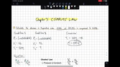 Solving Charles’ Law Problems Chapter 3 V1 T1 V2 T2 Youtube