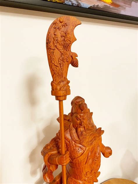 Guan Yu Wood Statue Carved From Piece Solid Wood Hobbies Toys