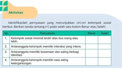 Kunci Jawaban Sosiologi Kelas 11 Kurikulum Merdeka Halaman 6 Ciri Ciri Kelompok Sosial