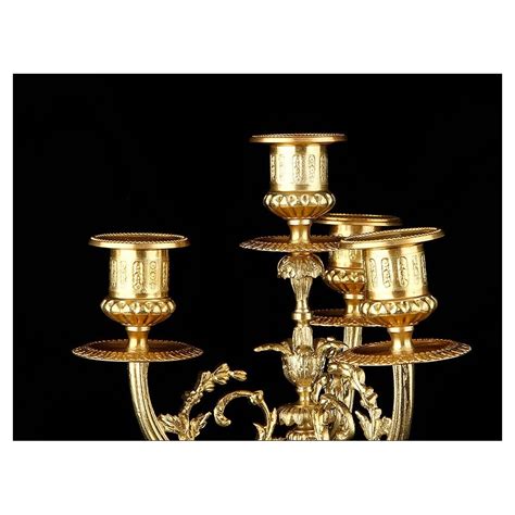 Hermosa Pareja de Candelabros en Bronce Dorado y Mármol Francia Siglo XIX