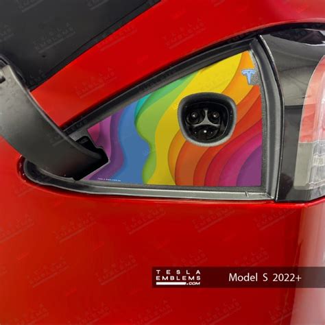 Layered Rainbow Tesla Charge Port Wrap – Tesla Emblems