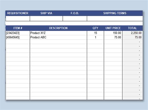 Simple Purchase Order Form