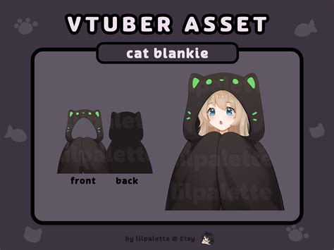 Vtuber Asset Black Cat Blanket Etsy