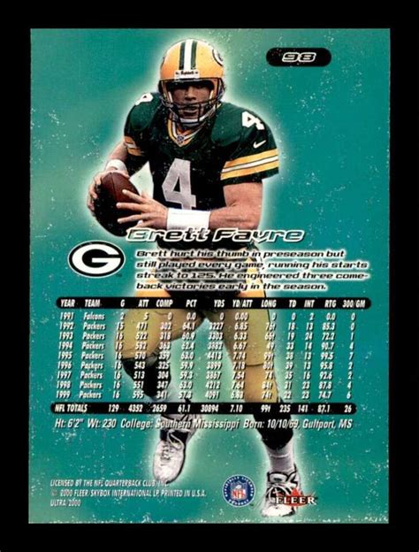 Fleer Ultra Brett Favre Green Bay Packers Ebay