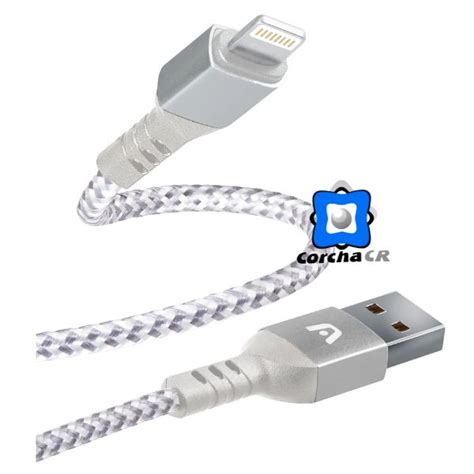 Argom Cable Lightning A Usb Mts Blanco Trenzado Dura Form Arg Cb