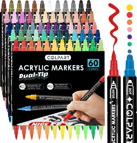 Amazon Colpart 60 Colors Dual Tip Acrylic Paint Pens Markers