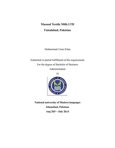 168497881 Masood Textile mills report - Masood Textile Mills LTD ...