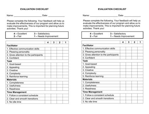program evaluation checklist