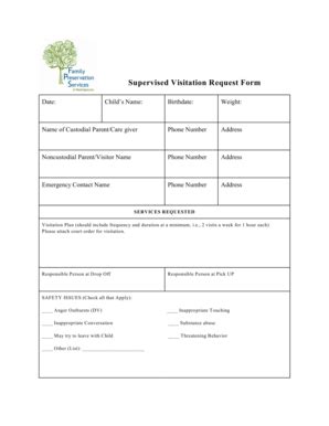 Fillable Online Supervised Visitation BRequestb Form Fpsofwacom Fax