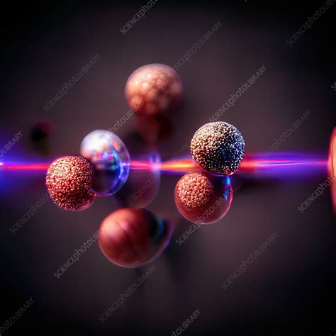 Subatomic particles and atoms, conceptual illustration - Stock Image ...