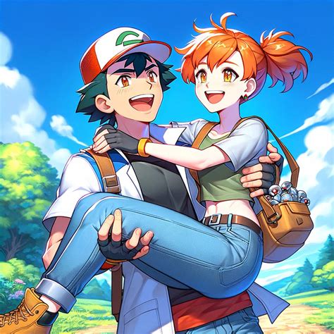 Ash Carries Misty By Maruku24 On Deviantart