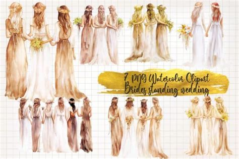 Brides Standing Wedding Watercolor Graphic By Watercolorarch · Creative