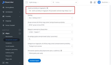 Tworzenie Produkt W W Baselinkerze Na Bazie Ofert Z Marketplace Pomoc