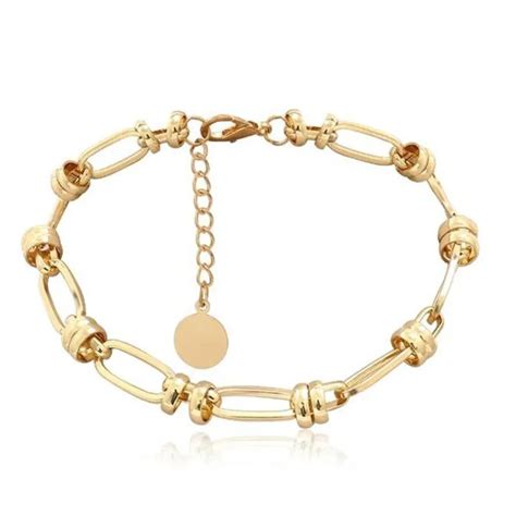 Pulsera De Cadena Ovalada Geom Trica Elegante Para Mujer Brazalete De