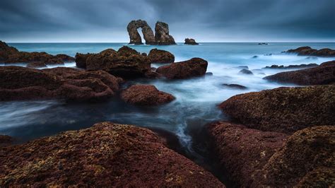 Urro Del Manzano Rock Near Liencres Pielagos Cantabria Spain