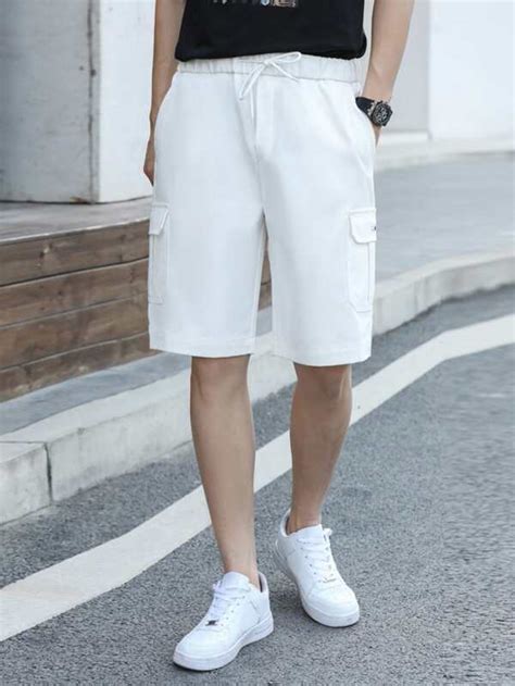 Manfinity Hypemode Hombres Shorts Con Parche De Letra Con Bolsillo Con