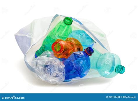 Recycling Bag with Plastic Bottles Stock Photo - Image of black, plastic: 245167404