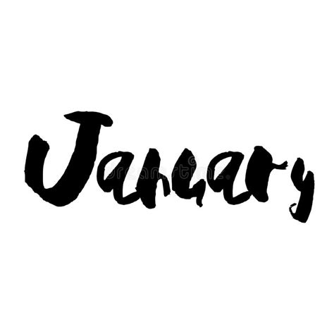 Hand Drawn Lettering Element Months Set Vector Stock Vector