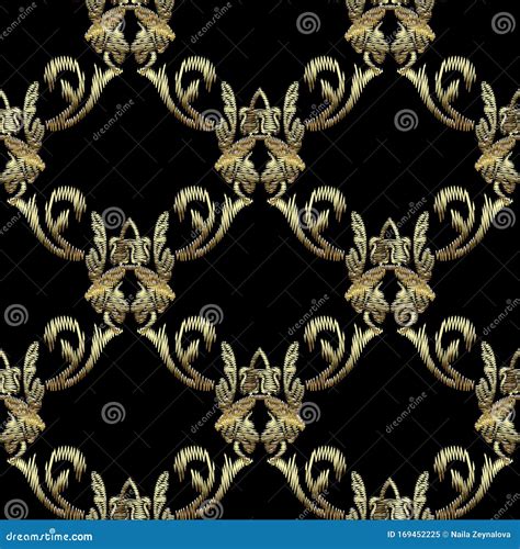 Tapestry Gold Baroque 3d Seamless Pattern Embroidery Ornamental Vector