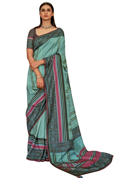 Party Wear Printed Designer Silk Saree Rewaa Society With Blouse Piece