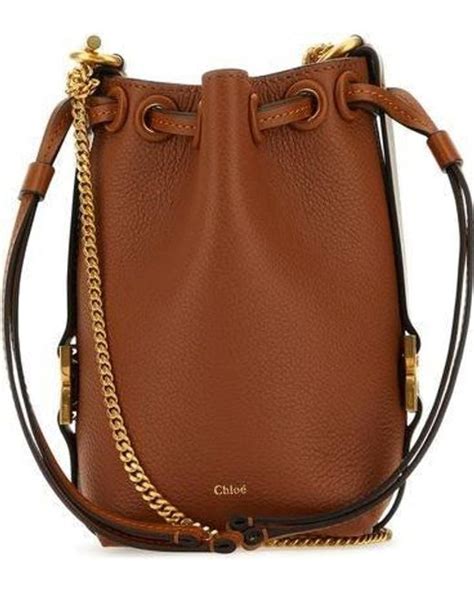 Chlo Micro Marcie Leather Bucket In Brown Lyst