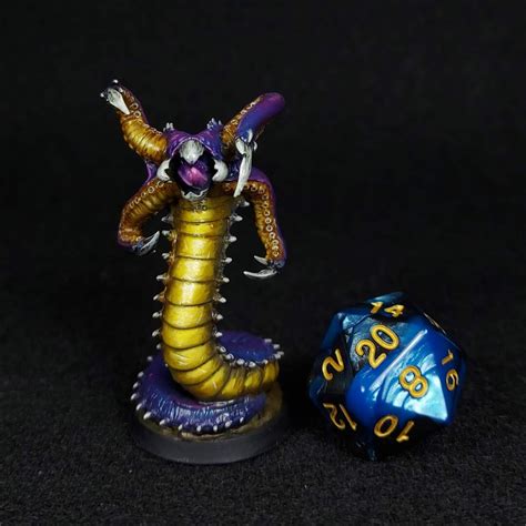 Grick Purple Worm Hand Painted Miniature Dungeons And Dragons Dnd Rpg