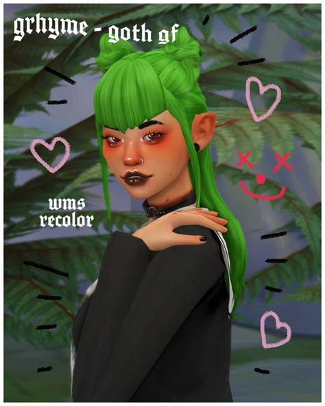 Goth Gf Hair Wms Base Game Compatible Comes Soft And Sweet