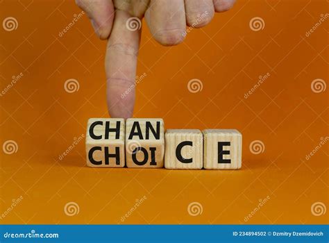 Choice And Chance Symbol Businessman Turns Wooden Cubes And Changes