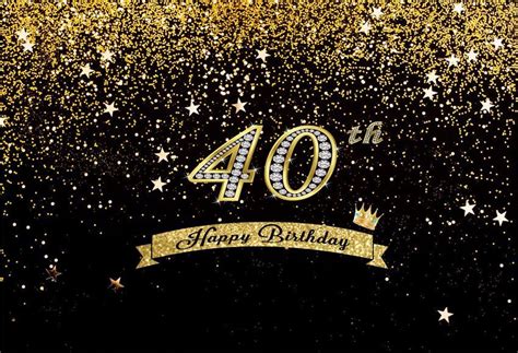 Buy Happy Birthday 40th Gold Shiny Stars Table Banner Backdrops Online ...