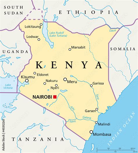 Kenya Map Kenia Landkarte Vector De Stock Adobe Stock