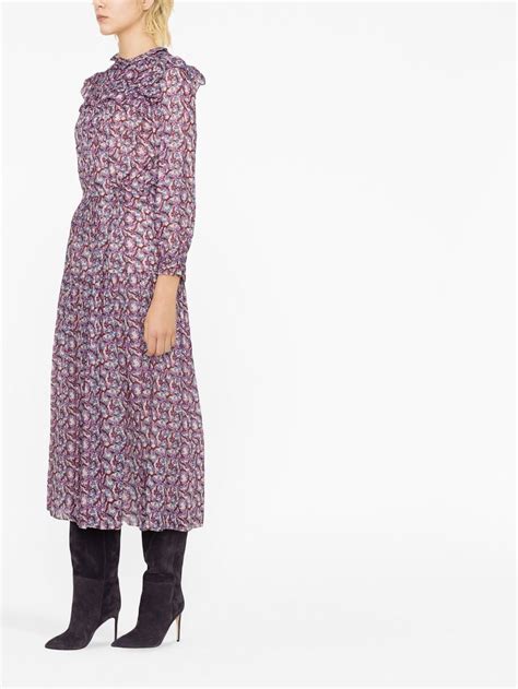 Isabel Marant Toile Floral Print Midi Dress In Rosa Modesens