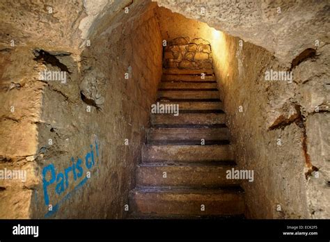 catacombs paris staircase  res stock photography  images alamy