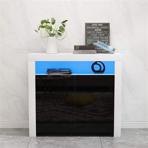 Panana Modern Furniture 2 High Gloss Doors Sideboard Storage Cabinet With Rgb Multicolor Led