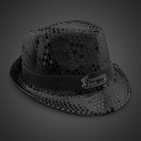 Black Sequin Fedora Hat Imprinted Bands Available Black Shop By Color