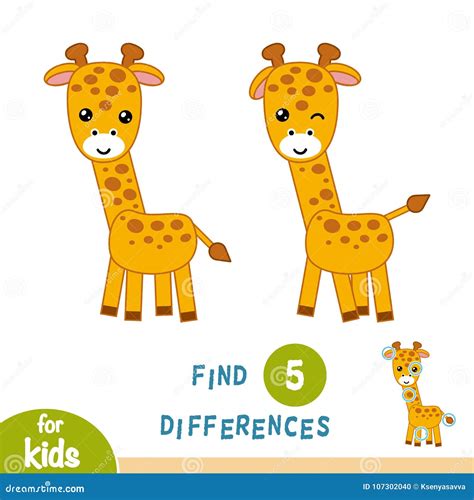 Find Differences Giraffe Stock Vector Illustration Of Character