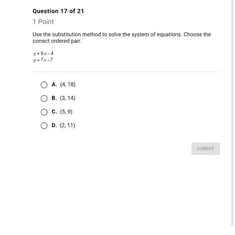 Use The Substitution Method To Solve The System Of Equations Choose