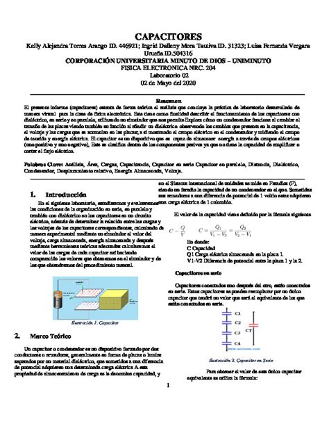 Informe De Laboratorio De Capacitores PDFCOFFEE