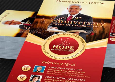 Pastor Anniversary Events Rack Card Template Inspiks Market