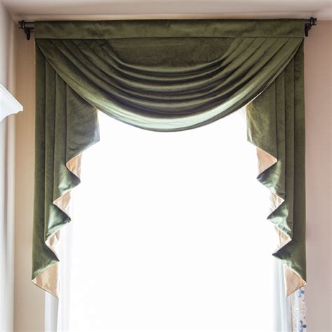 Green Velvet Valance Swag Curtains Valance Balloon Valance