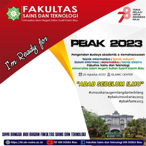 Pasang Twibbon PBAK Fakultas Sains Dan Teknologi UIN SUSKA Riau 2023